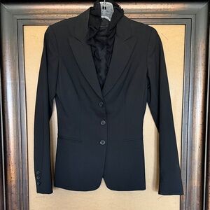 Elie Tahari Elegant Black Jacket with Detachable Ruffle Collar